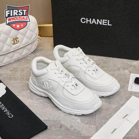 CHANEL LOW TOP TRAINER CC TRIPLE WHITE - CC4