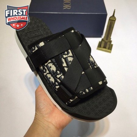 DIOR ALPHA SANDAL BEIGE AND BLACK DIOR OBLIQUE JACQUARD - CD93