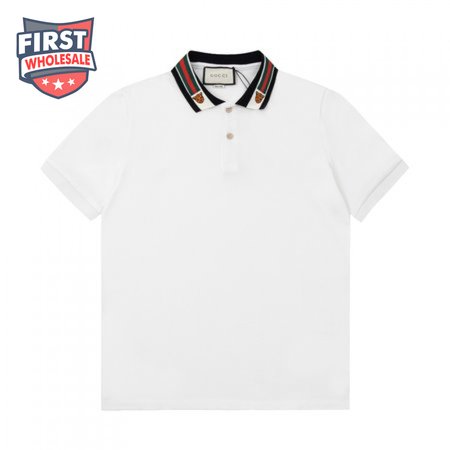 GUCCI COTTON POLO WITH WEB AND FELINE HEAD