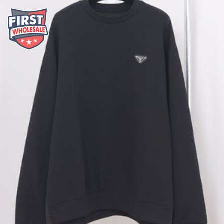 Prada Re-Nylon Logo Plaque Sweater Black