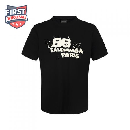 Balenciaga Men's Hand Drawn BB Icon Medium Fit Vintage T-Shirt Black/Beige