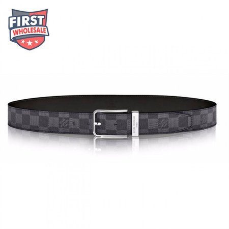 pont neuf belt damier graphite 35mm black grey- lbp004