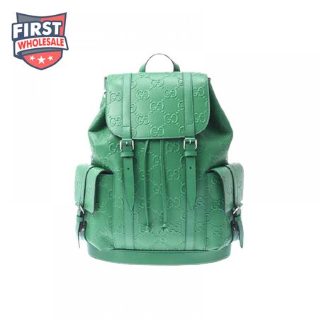 Gg Embossed Backpack In Green Leather GBP015