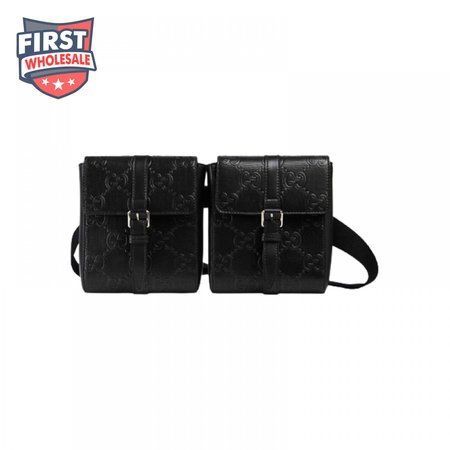 Gg Embossed Belt Bag Black Gg Embossed Leather Cotton Linen Lining GBB021