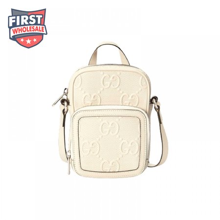 Gg Embossed Mini Bag In White Leather GMB016