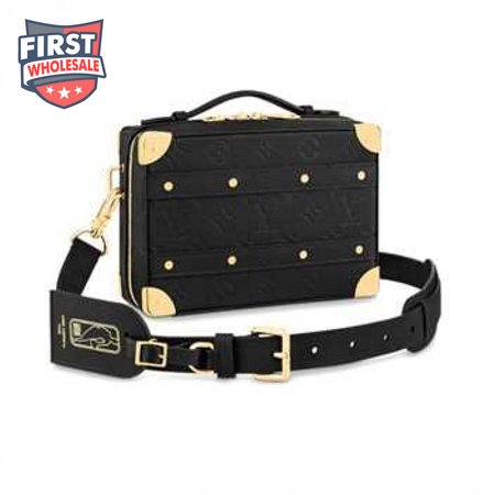 nba handle trunk monogram coated canvas textile lining in black - lmb007