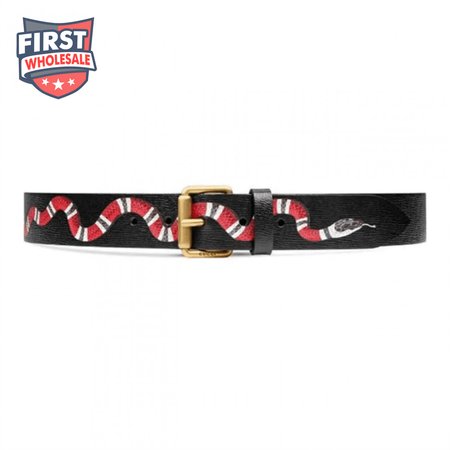 GUCCI LEATHER BELT WITH KINGSNAKE - B41