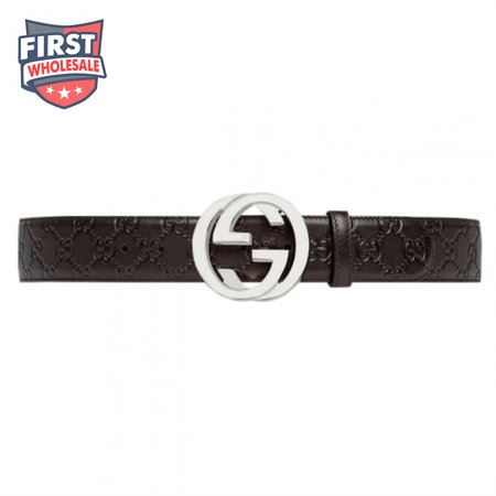 GUCCI BROWN GUCCISSIMA LEATHER INTERLOCKING GG BUCKLE BELT - B38