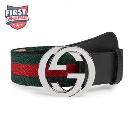 GUCCI MEN'S WEB STRIPED CANVAS BELT - B9