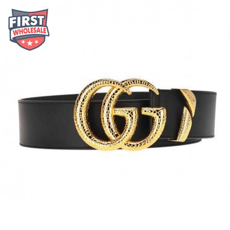GUCCI LEATHER BELT WITH DOUBLE G BUCKLE - B11