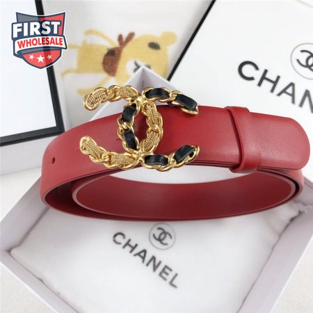 Chanel Leather Belt Buckle 30mm red