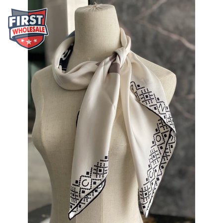 chanel silk scarf white