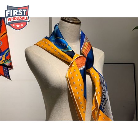 Hermes "Noble Saddle" Blue Silk scarf