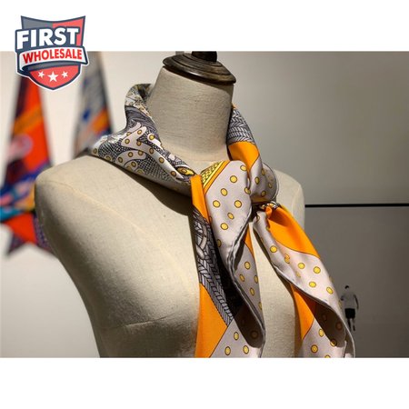 Hermes "Noble Saddle" Silk scarf Orange