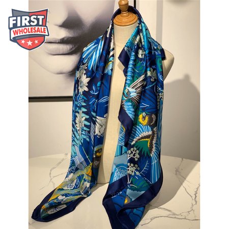 hermes ladies summer silk scarf Dark blue