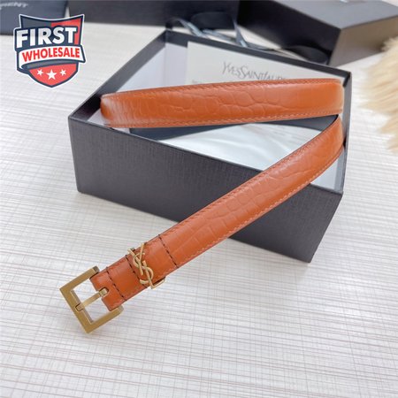ysl crocodile grain top layer leather belt