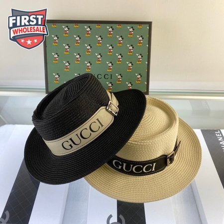 Hat_Gucci Belt design straw hat