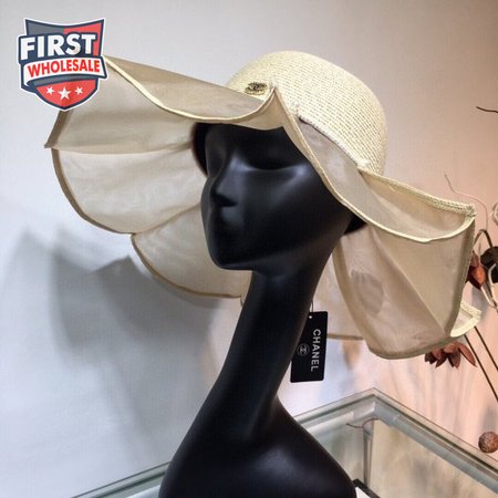 Wholesale CC Top 2020 Pleated lotus leaf stitching straw hat