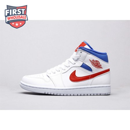Air Jordan 1 Mid White Red Royal Unisex