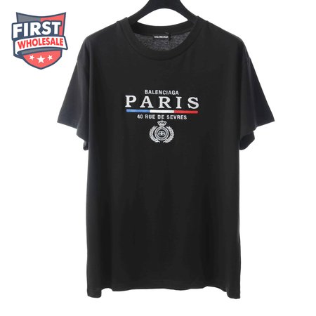 BALENCIAGA CROWN EMBROIDERED BLACK T SHIRT