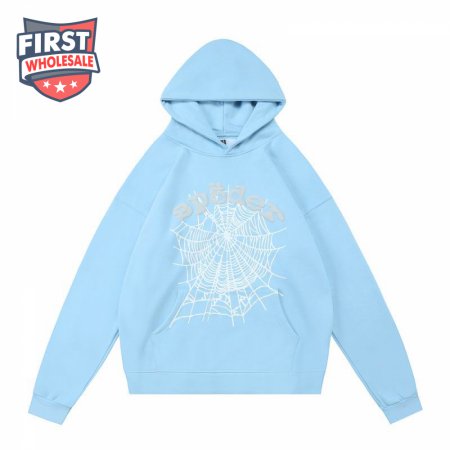 Sp5der Hoodies Light Blue