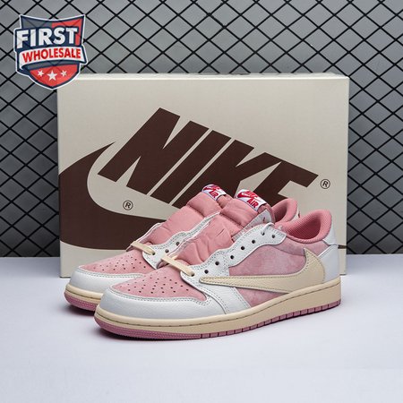 Travis Scott x Air Jordan 1 Low OG Pink Beige Red DM7866-600 Unisex