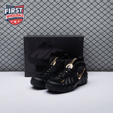 Nike Air Foamposite Pro Black Metallic Gold 624041-009 Unisex