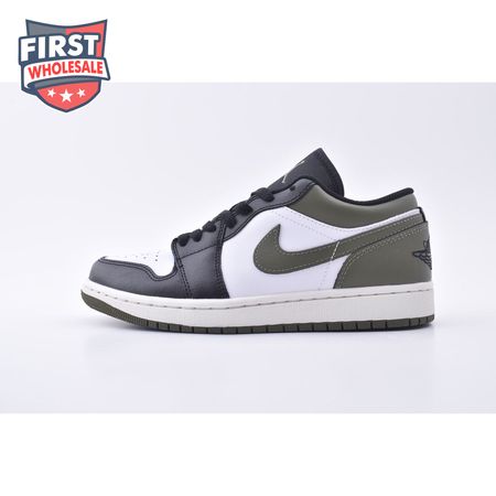 Jordan 1 Low Black Toe Medium Olive 553558-092 Unisex