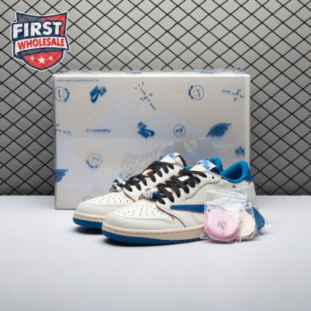 Jordan 1 Retro Low OG SP Fragment x Travis Scott Sail Military Blue DM7866-104 Unisex