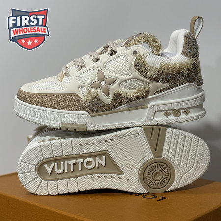 Skate Sneaker in Apricot with Diamonds