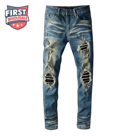 Amiri Blasted Rip Jeans Dark Blue