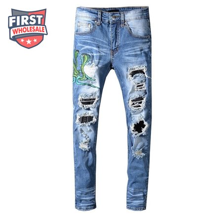 Amiri Cobra Jeans Light Blue / Green