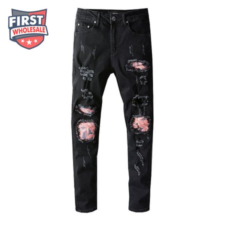 Amiri Design Rip Jeans Black/Red