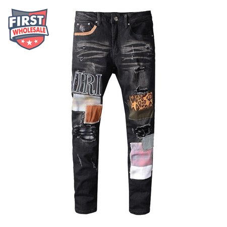 Amiri Logo Patch Jeans Black