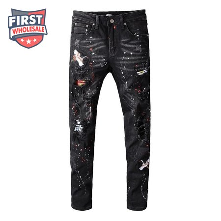 Amiri Pelican Splatter Jeans Black/White