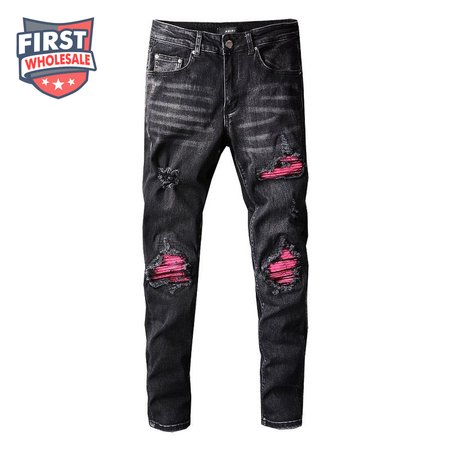 Amiri Rip Jeans Black / Pink