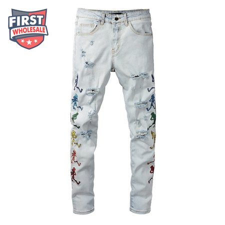 Amiri Skeleton Patch Jeans White