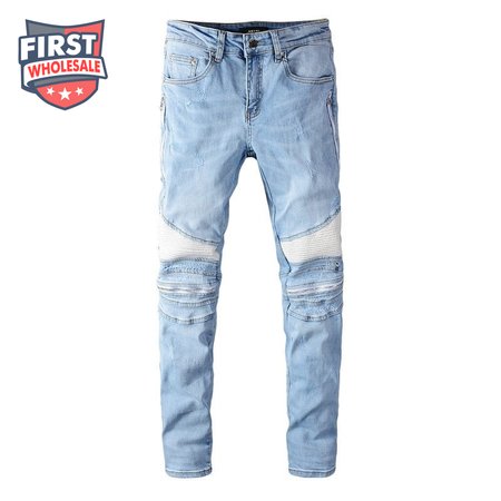 Amiri Zipper Jeans Light Blue / White