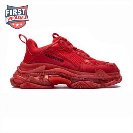 BALENCIAGA TRIPLE S CLEAR SOLE SNEAKER IN RED - BB171