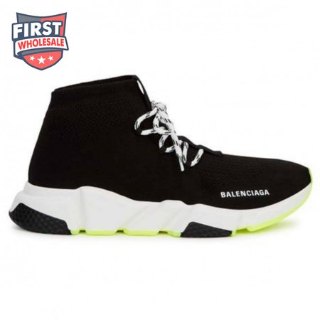 BALENCIAGA SPEED TRAINER LACE UP BLACK WHITE - BB16