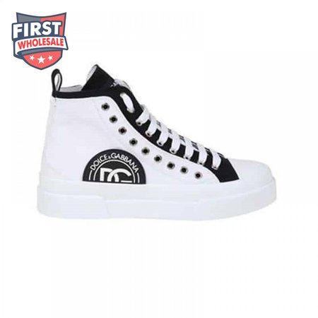 DOLCE AND GABBANA QUILTED TWO-TONE NYLON PORTOFINO LIGHT MID-TOP SNEAKERS IN WHITE - DG107