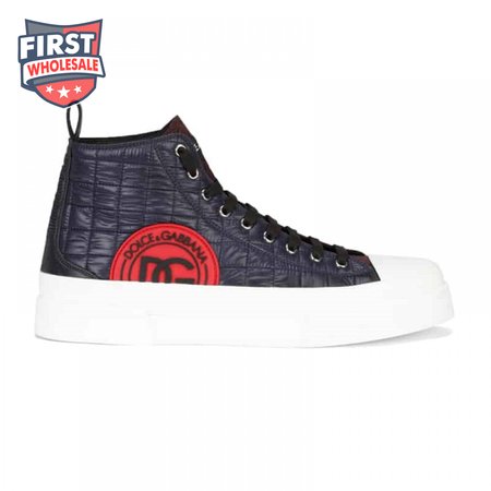 DOLCE AND GABBANA QUILTED TWO-TONE NYLON PORTOFINO LIGHT MID-TOP SNEAKERS - DG105