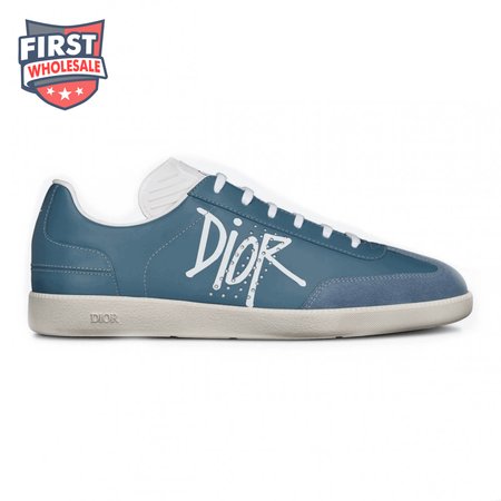 DIOR B01 SNEAKER BLUE SMOOTH CALFSKIN AND SUEDE WITH DIOR AND SHAWN SIGNATURE - CD57