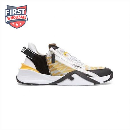 FENDI FLOW YELLOW NYLON LOW TOPS SNEAKERS - FD01