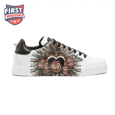 DOLCE & GABBANA PRINTED CALFSKIN PORTOFINO SNEAKERS - DG5