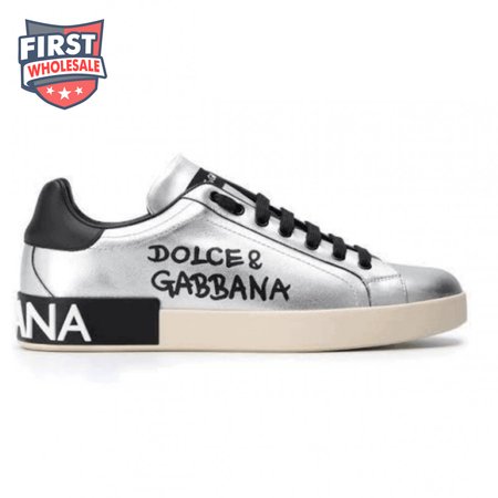 DOLCE AND GABBANA LOGO PRINT POSITANO LEATHER SNEAKERS - DG94