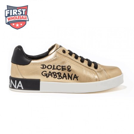 DOLCE AND GABBANA LOGO PRINT POSITANO LEATHER SNEAKERS - DG95