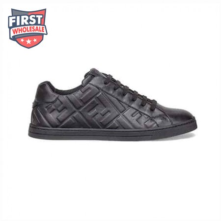 FENDI BLACK NAPPA LEATHER LOW-TOP SNEAKERS - FD04