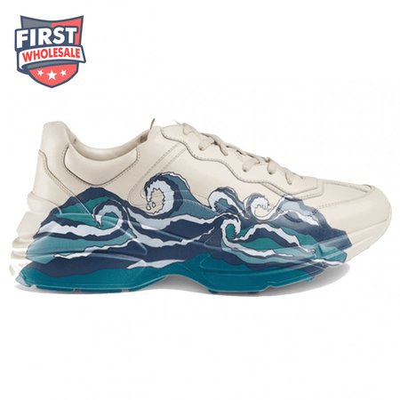 GUCCI RHYTON LEATHER SNEAKER WITH WAVE