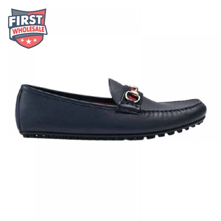 GUCCI LEATHER DRIVER WITH WEB NAVY - LDG006